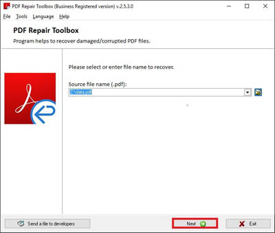 instant pdf fixer Upload button on PDF repair website with a file being dragged