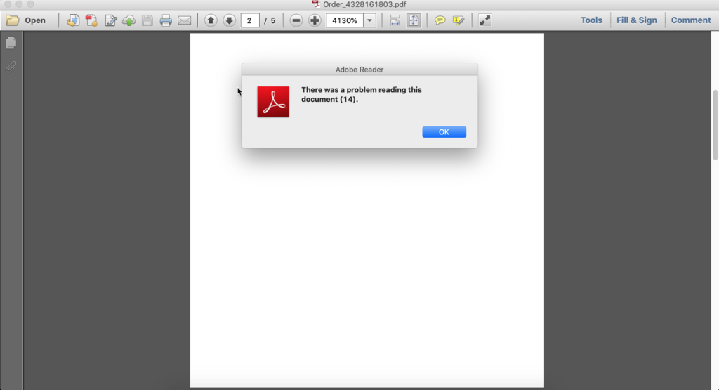 pdf damaged adobe reader Adobe Reader error message 'the file is damaged and could not be repaired' dialog box screenshot