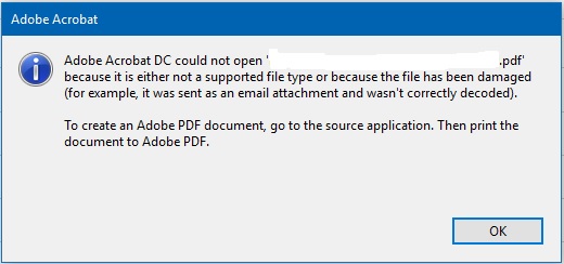 pdf damaged and could not be repaired Adobe Acrobat Reader error message damaged PDF file
