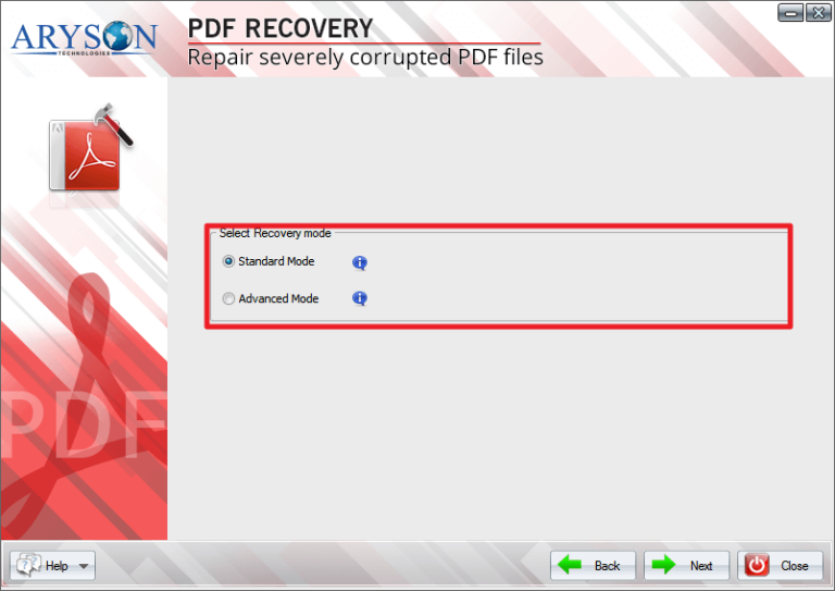pdf damaged and could not be repaired PDF recovery software interface scanning corrupted file