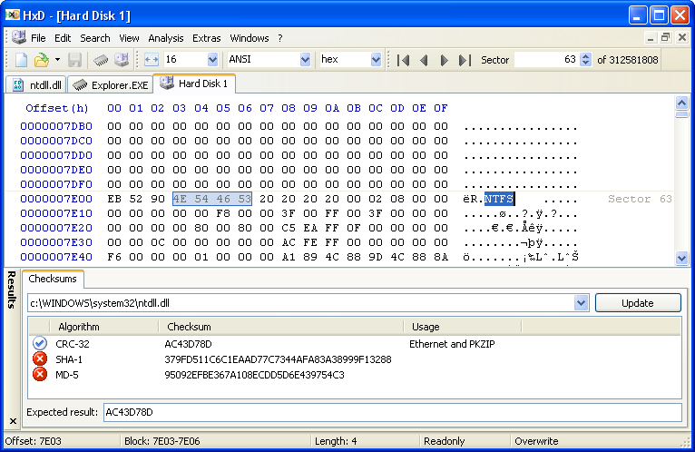 pdf document repair hex editor HxD showing the raw bytes of a PDF file with trailer highlighted