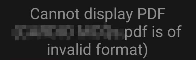 pdf file is invalid Person downloading PDF file on laptop with error message on screen
