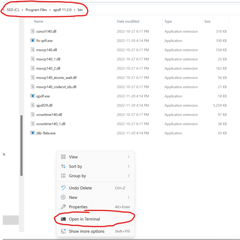 pdf file repair terminal window running qpdf command to repair PDF