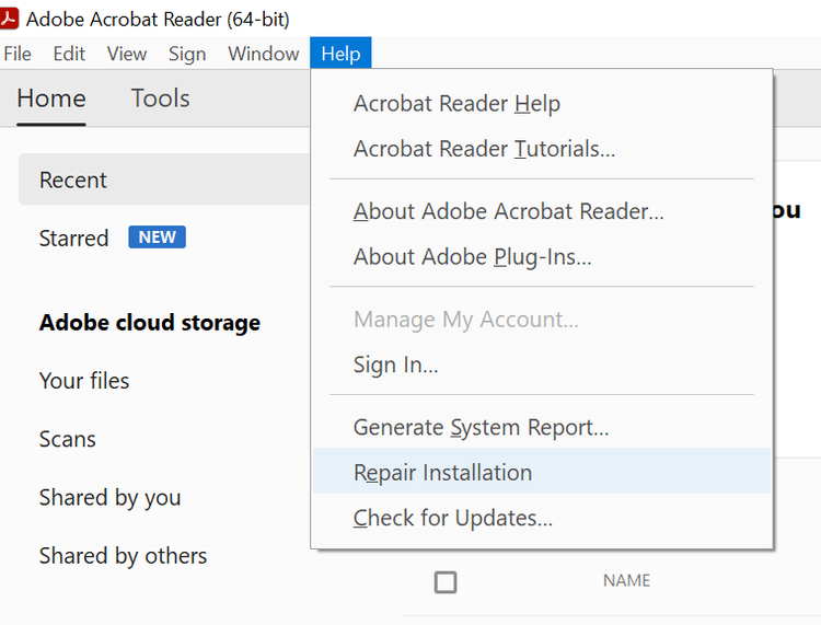 pdf format error repair Adobe Acrobat re-save PDF as new file