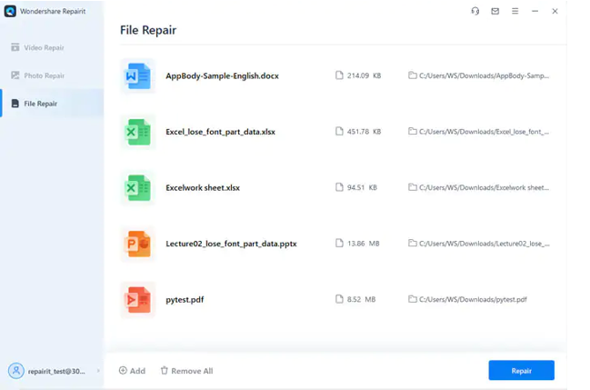 pdf header repair PDF24 online repair tool interface showing upload button