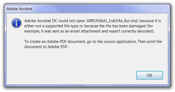 pdf integrity checker Adobe Acrobat error message corrupt PDF file