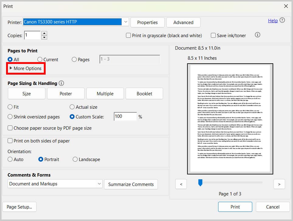 pdf pages out of order fix Windows Print dialog with custom page range set to reverse order like '10-1' for PDF
