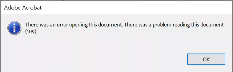 pdf read error 109 repair terminal window running qpdf command to repair PDF