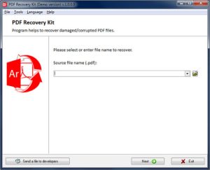 pdf read error repair PDF recovery tools interface