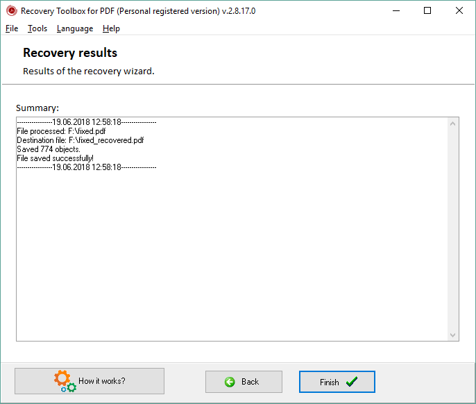 PDF recovery tool add file dialog screenshot