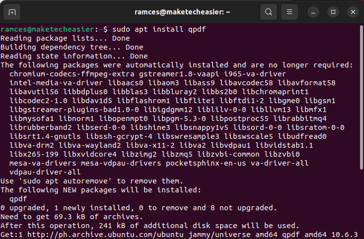 pdf repair for linux Linux terminal running qpdf -linearize on damaged PDF file