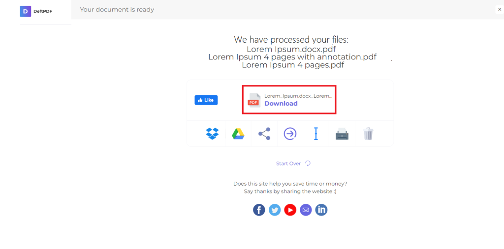 pdf repair online Google Drive upload corrupted PDF and re-download as PDF screenshot