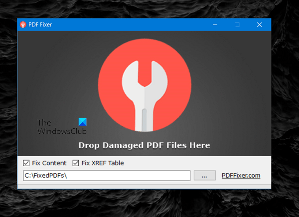 pdf repair software uploading PDF file to repair software interface with drag and drop