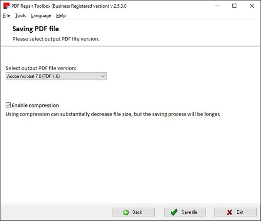 pdf repair tips PDF Repair Toolbox software interface scanning corrupted PDF