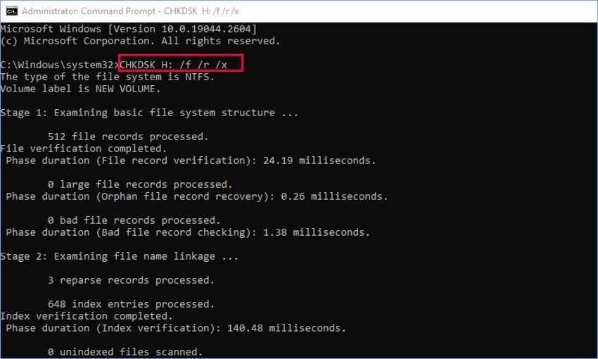 recover 0 byte pdf chkdsk command prompt Windows