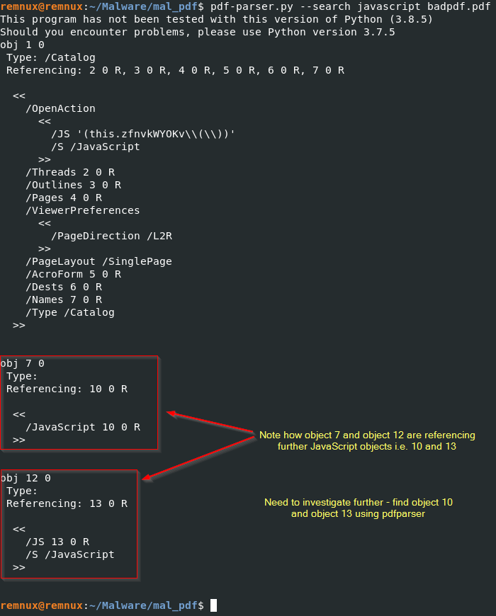 recover academic pdf Screenshot of pdf-parser command line extracting text from corrupted PDF