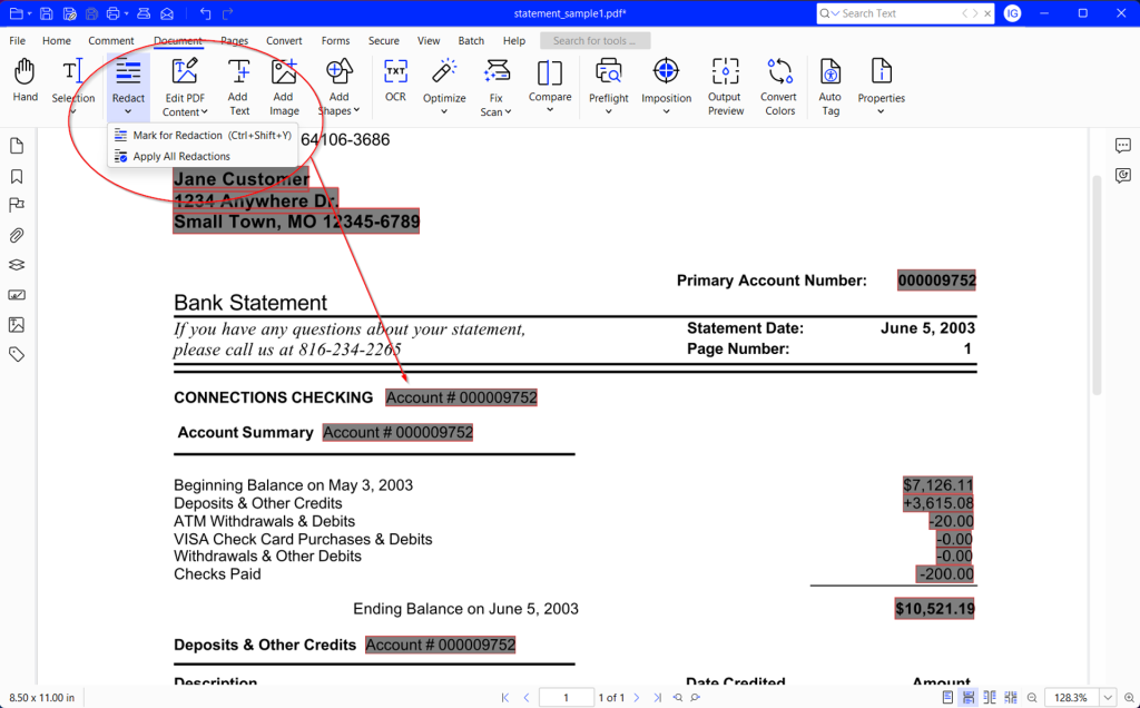 recover bank statement pdf email inbox with bank statement PDF attachment screenshot
