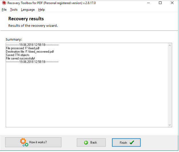 recover contract pdf PDF Repair Toolbox software interface