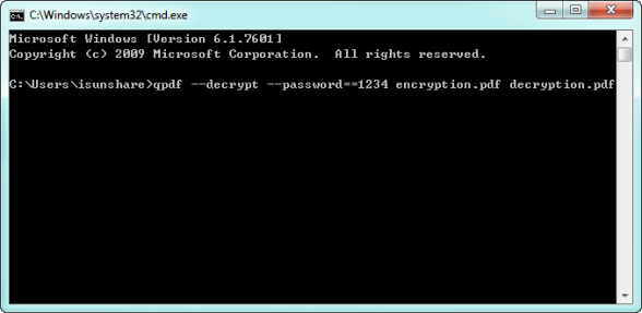 recover encrypted pdf Command prompt window with qpdf decrypt command