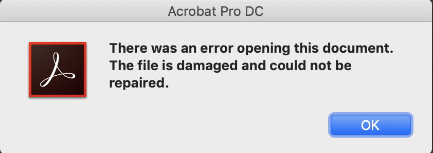 recover legal pdf broken legal PDF document error message on screen