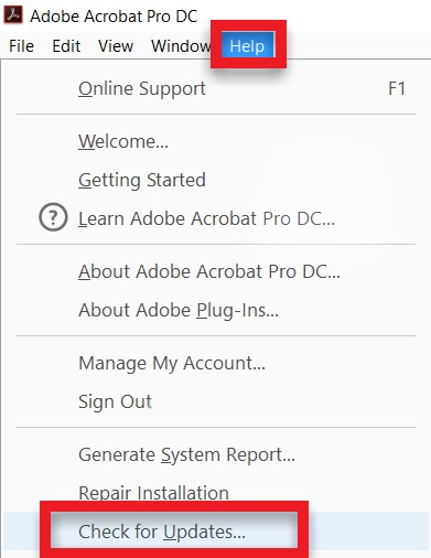 recover medical pdf Adobe Acrobat repair option in menu