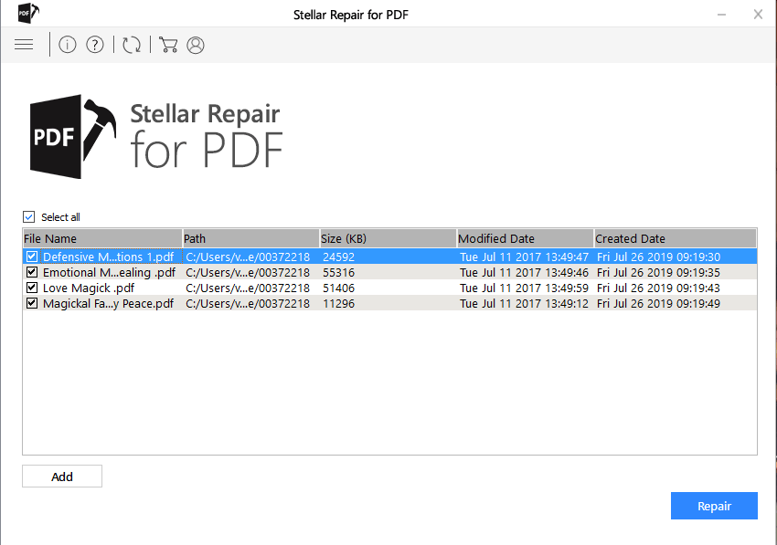 recover pdf after ransomware Stellar Repair for PDF software interface showing repaired PDF preview