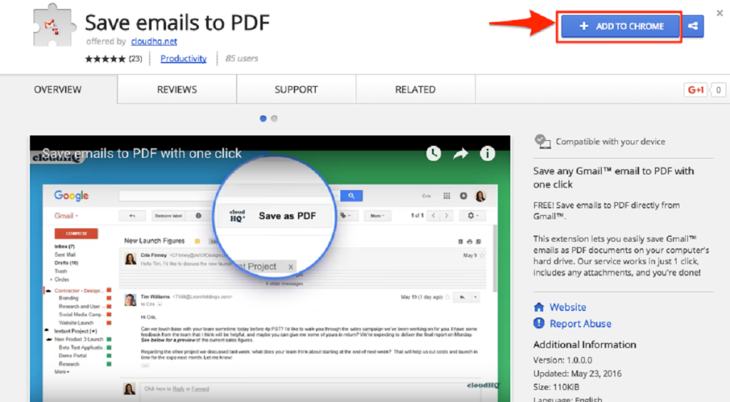 recover pdf attachment computer screen showing Gmail email with PDF attachment download button