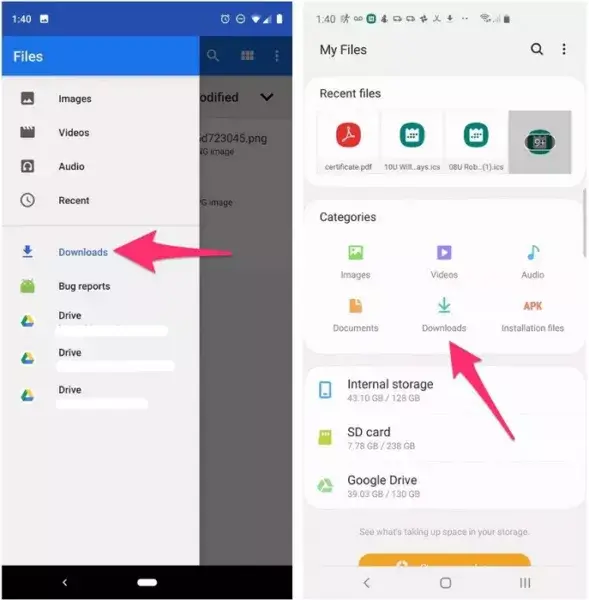 recover pdf attachment smartphone screen showing Google Drive app with PDF file download option