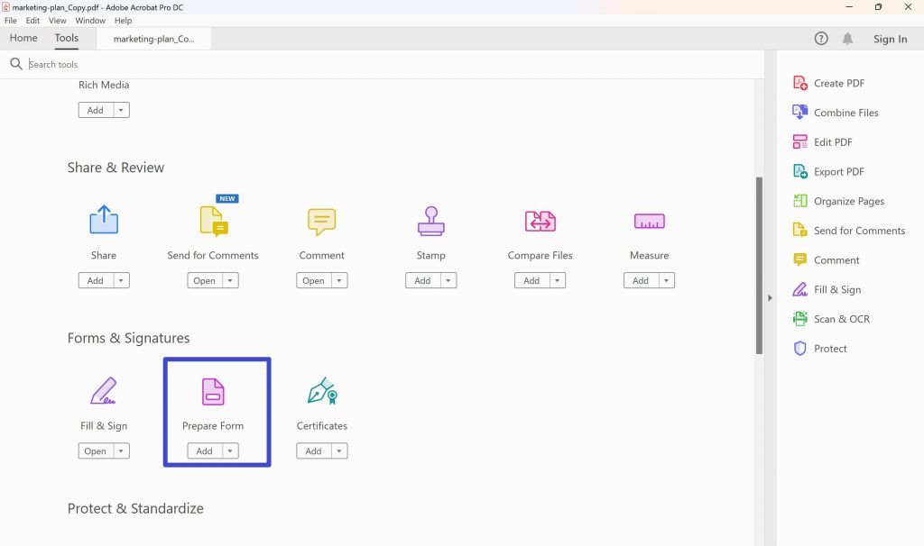 recover pdf forms Adobe Acrobat Form Trace tool interface screenshot