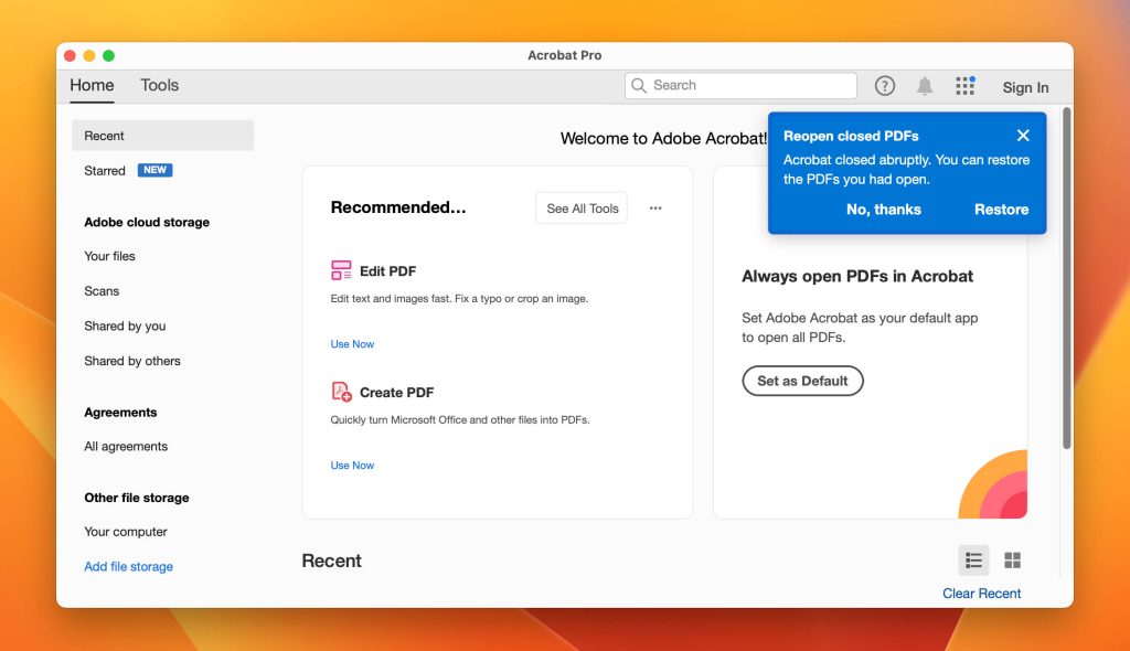 recover pdf from hard drive Adobe Acrobat Pro repair PDF tool dialog box