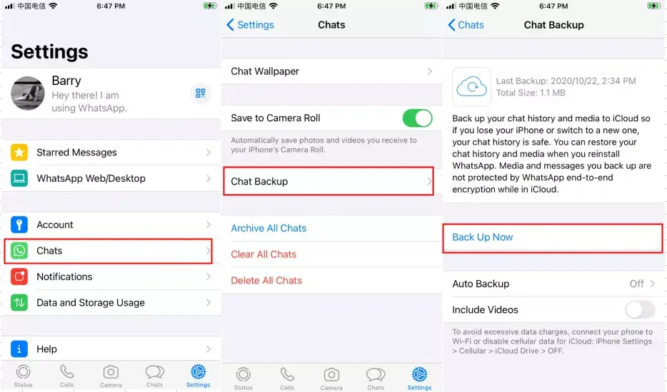 recover pdf from whatsapp iCloud WhatsApp backup restore screen on iPhone