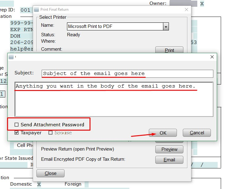 recover tax pdf email inbox with tax PDF attachment screenshot