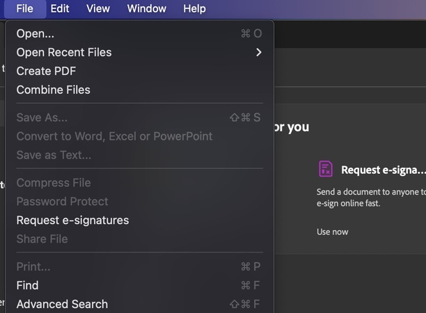 recover text from corrupted pdf Adobe Acrobat Pro DC export PDF to text menu
