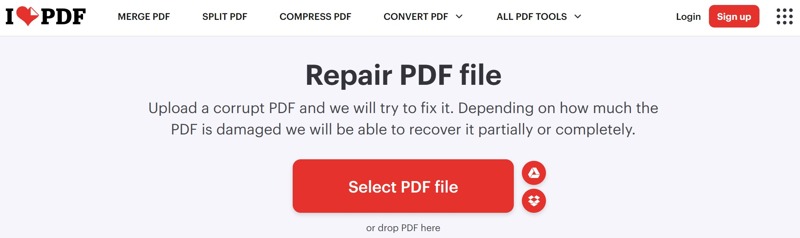 recover unreadable pdf online online PDF repair tool website homepage