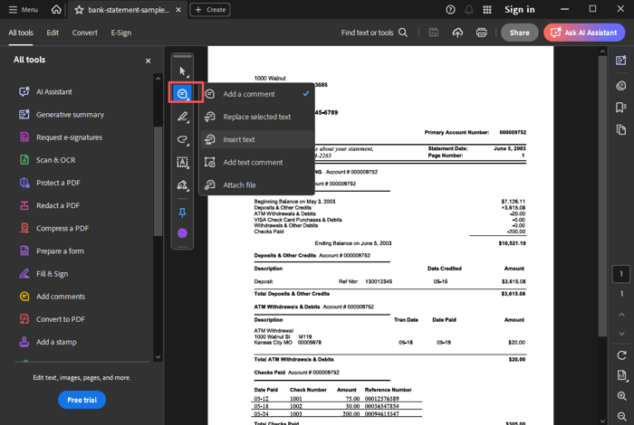 repair bank statement pdf bank statement PDF error message Adobe Reader