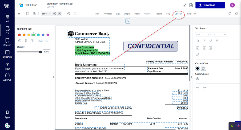 repair bank statement pdf uploading bank statement PDF to online repair tool