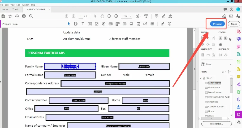 repair fillable pdf Adobe Acrobat Pro optimize PDF dialog box with form fields