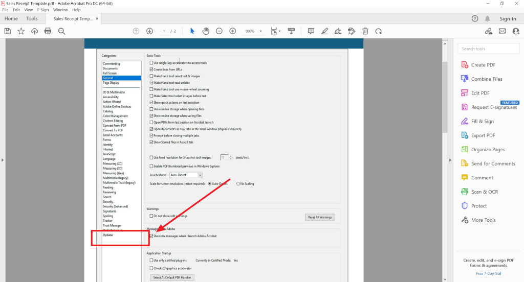 repair legal pdf Adobe Acrobat Pro Open menu showing repair option