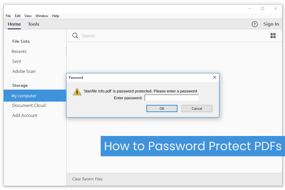 repair locked pdf Locked PDF password prompt on computer screen