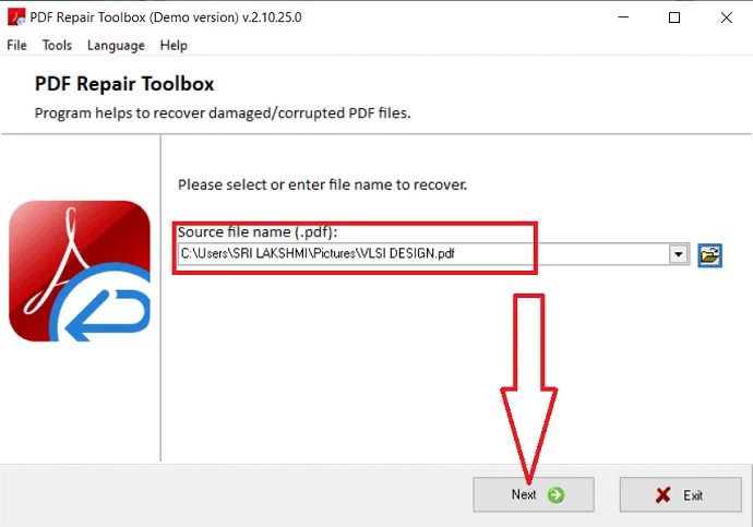 repair optimized pdf PDF error message corrupted file screenshot