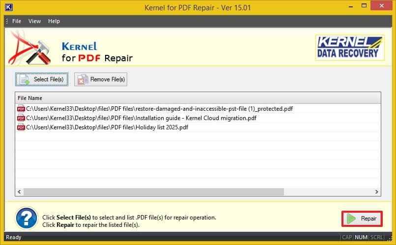 repair pdf after disk error PDF24 online repair tool upload screen with file selected