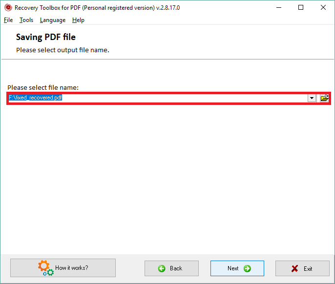 repair pdf after incomplete download PDF Repair Toolbox interface showing file repair progress