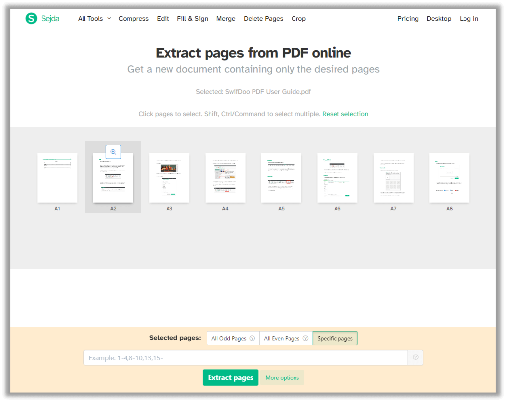 repair pdf and recover pages extracting pages from PDF software screenshot
