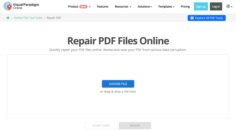 repair pdf created by printer Online PDF repair tool upload interface