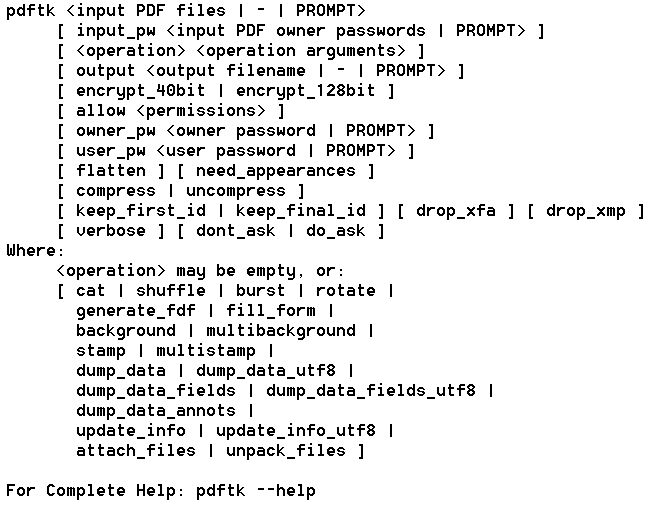 repair pdf created by printer PDFtk command line interface with output PDF example