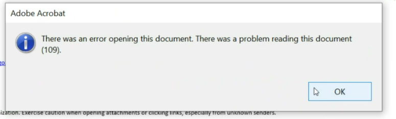 repair pdf error 109 Re-downloading PDF file from email attachment