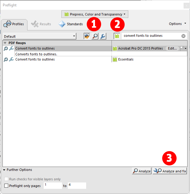 repair pdf fonts Adobe Acrobat Pro Preflight fix missing fonts tool screenshot