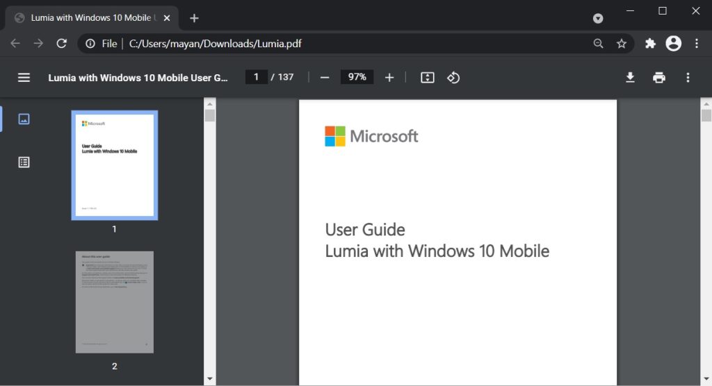 repair pdf for chrome Chrome PDF viewer download button screenshot
