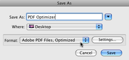 repair pdf forms Adobe Acrobat Save As Optimized PDF dialog screenshot