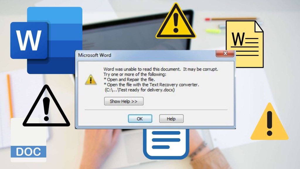 repair pdf generated from word corrupted PDF file with error message on computer screen